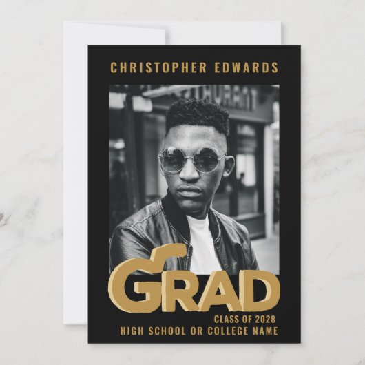 Modernes Gold Fett Typografie Minimal Grad Party Einladung (Vorderseite)