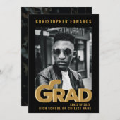 Modernes Gold Fett Typografie Minimal Grad Party Einladung (Vorne/Hinten)