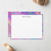 Modernes Gold Fire Opal Stone Personal Stationery Mitteilungskarte (Vorderseite/Rückseite Beispiel)