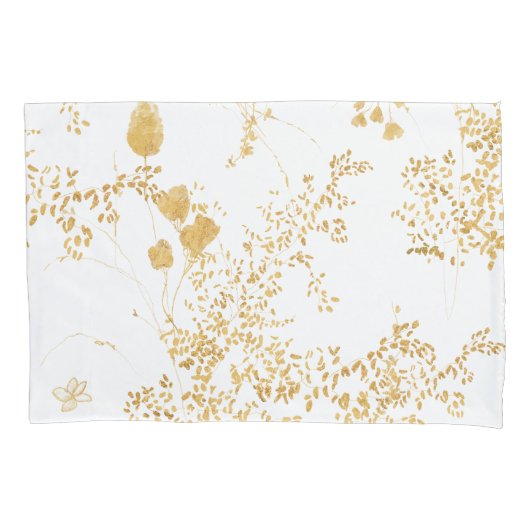 Modernes Gold Floral Pillow Case Kissenbezug (Vorderseite)