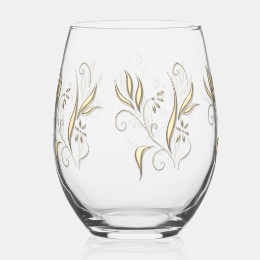 Modernes Gold-Floral Weinglas Ohne Stiel