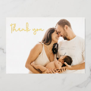 Modernes Gold Foil Baby Baby Boy Foto Geburtsankün Folien Feiertagskarte