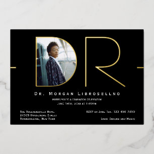 Modernes Gold Foto DR Abschluss Foil Einladung