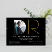 Modernes Gold Foto DR Abschluss Foil Einladung (Stehend vorne)