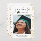 Modernes Gold Foto Graduate Ankündigungspostkarte (Vorne/Hinten)