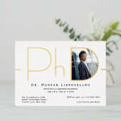 Modernes Gold Foto PhD Abschluss Einladung (Stehend vorne)