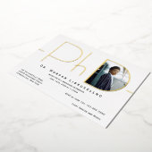 Modernes Gold Foto PhD Abschluss Einladung (Gedreht)