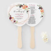 Modernes Gold Frame Blumen Blues Hochzeitsprogramm Fächer (Vorne und Hinten)