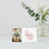 Modernes Gold Frame Rosa Foto Visitenkarte (Stehend Vorderseite)