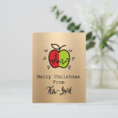 Modernes Gold frohe Weihnachten aus New York (Stehend Vorderseite)