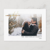 Modernes Gold Frohe Weihnachtsbriefe Foto Weiß Postkarte (Vorderseite)