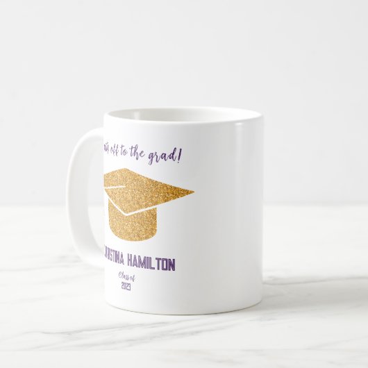 Modernes Gold geht zum Grad-Script-Abschluss Kaffeetasse (Vorderseite Links)