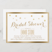 Modernes Gold Gerahmt Confetti Dots Brautparty Einladung (Vorne/Hinten)