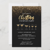 Modernes Gold Glitzer Black Christmas Cocktail Par Einladung (Vorderseite)