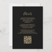 Modernes Gold Glitzer Black QR Code Hochzeit Einladung (Rückseite)