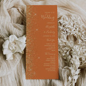 Modernes Gold Glitzer Burnt Orange Hochzeitsprogra