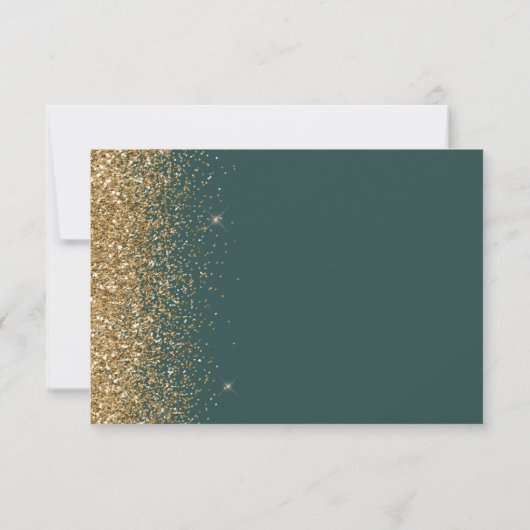 Modernes Gold Glitzer Edge Dunkel Green RSVP Karte (Rückseite)