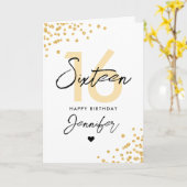 Modernes Gold Glitzer Foto Sweet 16 Geburtstag Karte (Gelbe Blume)