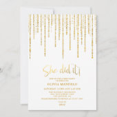 Modernes Gold Glitzer Grad Party Foto Einladung (Vorderseite)