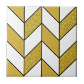 Modernes Gold Glitzer Herringbone Zickzack Pattern Fliese (Vorderseite)