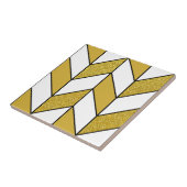 Modernes Gold Glitzer Herringbone Zickzack Pattern Fliese (Seite)