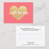 Modernes Gold Glitzer Herzerzeugnis Rabattkarte (Vorne/Hinten)