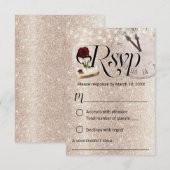 Modernes Gold Glitzer Mairytale Wedding RSVP Karte (Vorne/Hinten)
