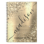 Modernes Gold Glitzer Metallic Monogram Script Notizblock (Vorderseite)