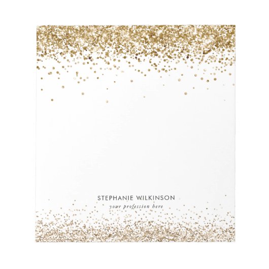 Modernes Gold Glitzer Notepad Notizblock (Vorderseite)