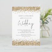 Modernes Gold Glitzer QR Code Wedding Einladung (Stehend Vorderseite)