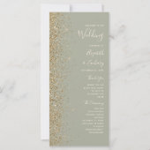 Modernes Gold Glitzer Sage Green Wedding Programm (Vorderseite)