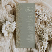 Modernes Gold Glitzer Sage Green Wedding Programm