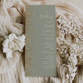 Modernes Gold Glitzer Sage Green Wedding Programm