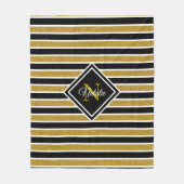 Modernes Gold Glitzer Schwarz-weiß Stripes Monogra Fleecedecke (Vorderseite)