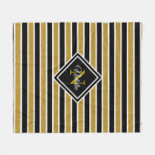 Modernes Gold Glitzer Schwarz-weiß Stripes Monogra Fleecedecke (Vorderseite (Horizontal))