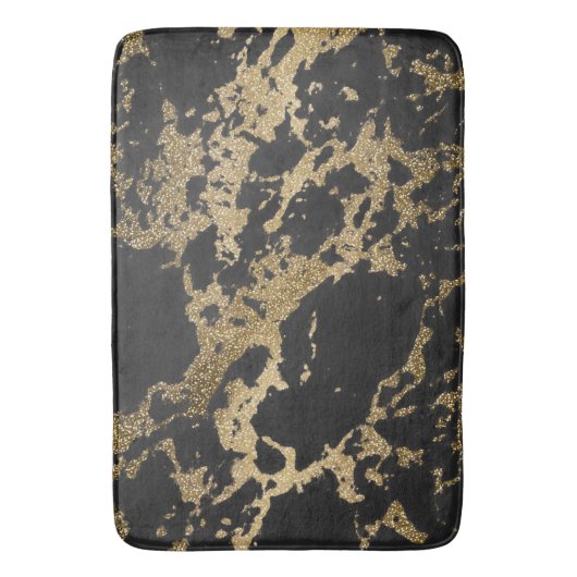 Modernes Gold Glitzer Schwarzes Marmor Badematte (Vorderseite Vertikal)