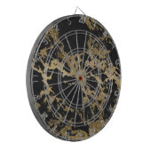 Modernes Gold Glitzer Schwarzes Marmor Dartscheibe (Vorderseite Links)