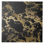 Modernes Gold Glitzer Schwarzes Marmor Fliese (Vorderseite)