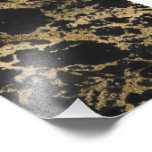 Modernes Gold Glitzer Schwarzes Marmor Fotodruck (Ecke)