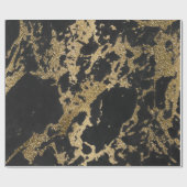 Modernes Gold Glitzer Schwarzes Marmor Geschenkpapier (Flach)