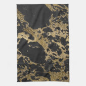 Modernes Gold Glitzer Schwarzes Marmor Handtuch (Vertikal)