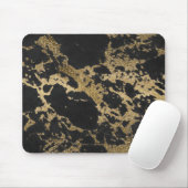 Modernes Gold Glitzer Schwarzes Marmor Mousepad (Mit Mouse)