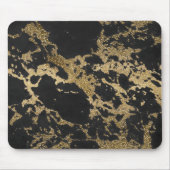 Modernes Gold Glitzer Schwarzes Marmor Mousepad (Vorne)