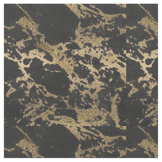 Modernes Gold Glitzer Schwarzes Marmor Stoff (Nahaufnahme)