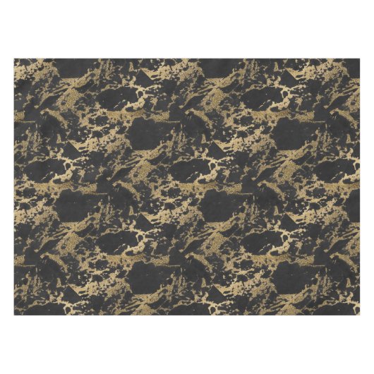 Modernes Gold Glitzer Schwarzes Marmor Tischdecke (Vorderseite (Horizontal))