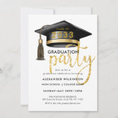 Modernes Gold Glitzer Script Einfaches GRAD-Party Einladung (Vorderseite)