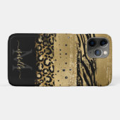 Modernes Gold Glitzer Script Mit Monogramm Case-Mate iPhone Hülle (Rückseite (Horizontal))