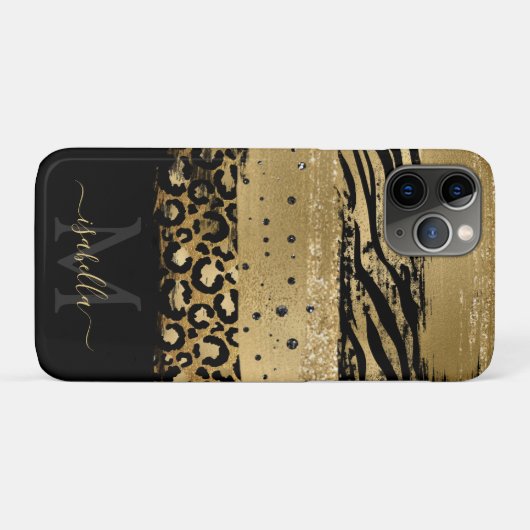 Modernes Gold Glitzer Script Mit Monogramm Case-Mate iPhone Hülle (Rückseite (Horizontal))