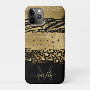 Modernes Gold Glitzer Script Mit Monogramm Case-Mate iPhone Hülle