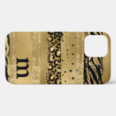 Modernes Gold Glitzer Script Monogram Case (Rückseite (Horizontal))